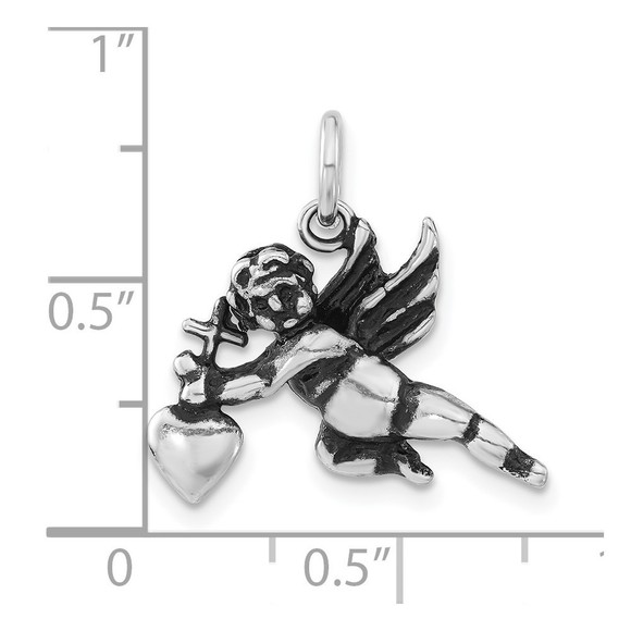 Sterling Silver Polished & Antiqued Cupid Charm - Picture 2 of 4